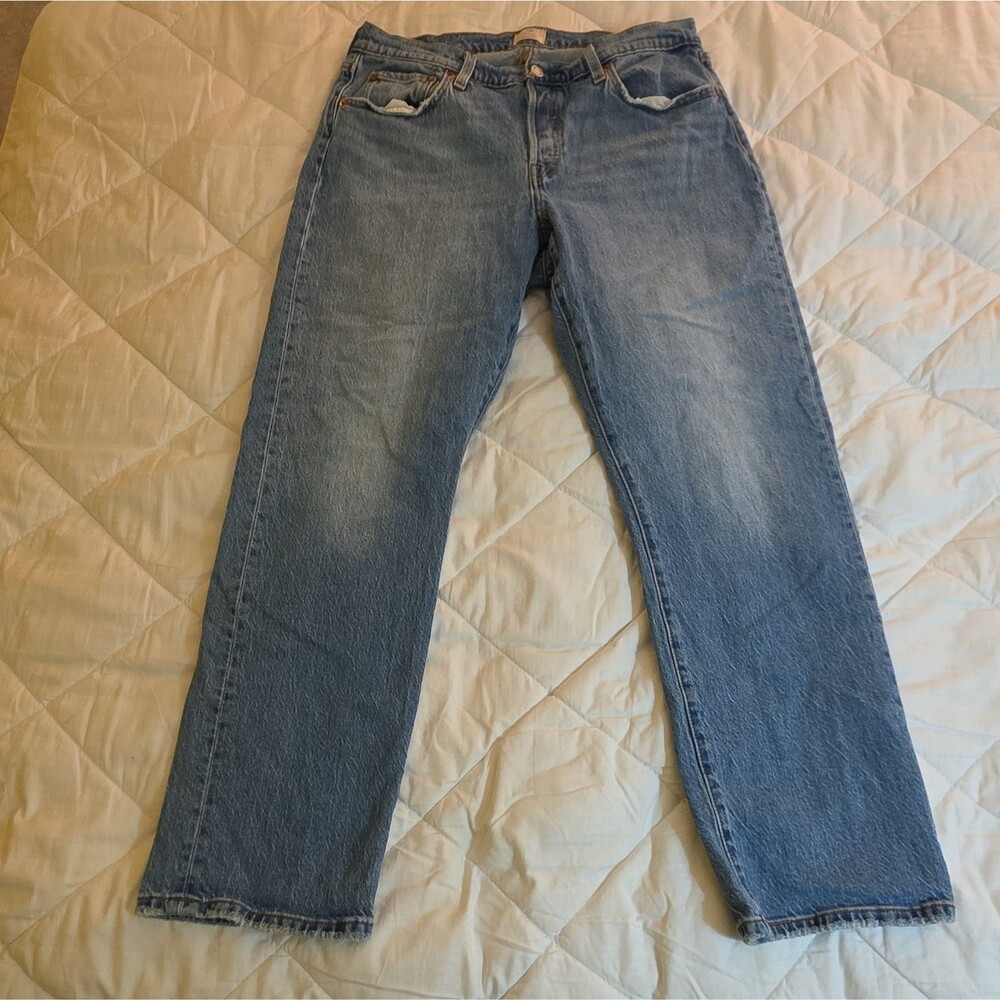 Levi's Womens 501 Curve Straight Jeans - Light Blue Wash Denim Cotton